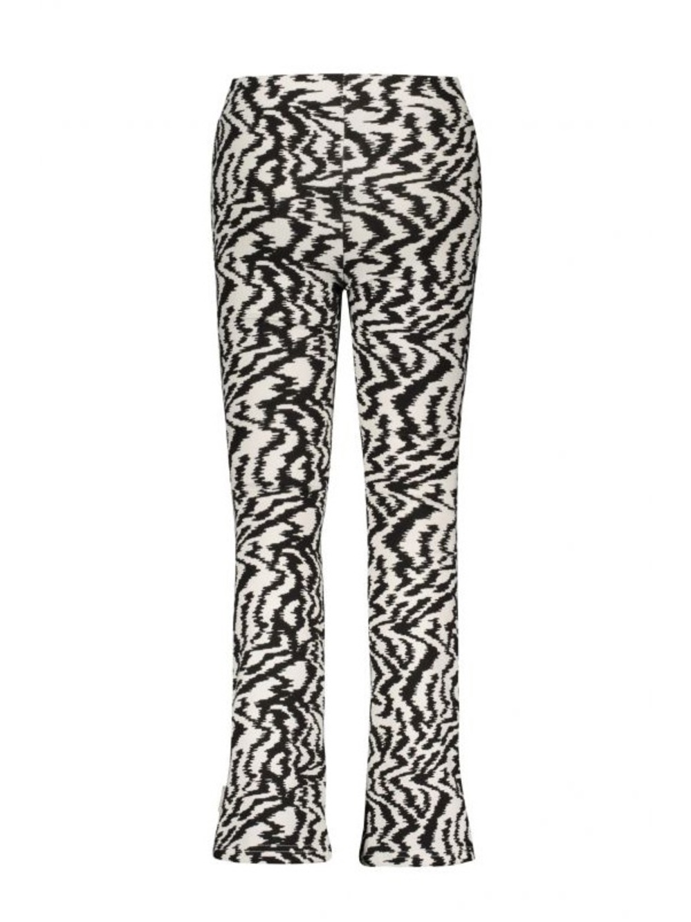 Black & White Abstract Print Flared Pants